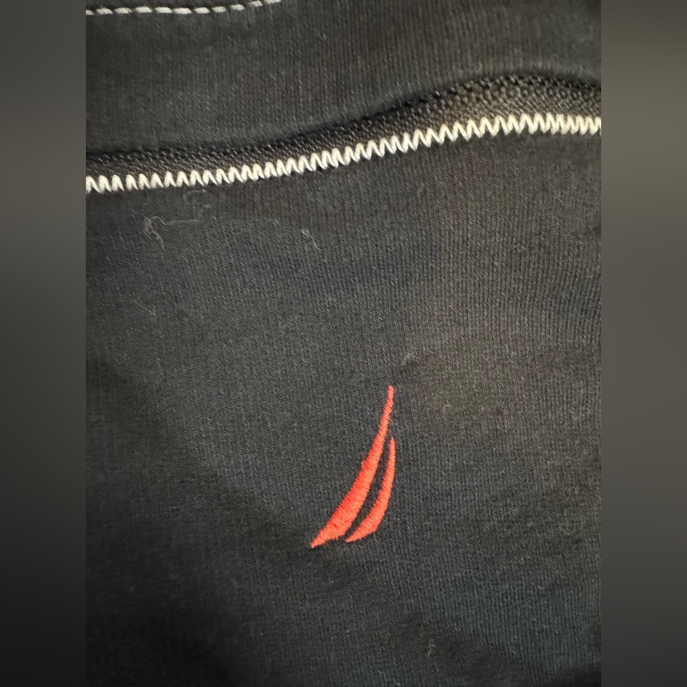 Men’s Nautica XL long sleeve black quarter-zip w/red stitched logo, like new - Picture 5 of 9